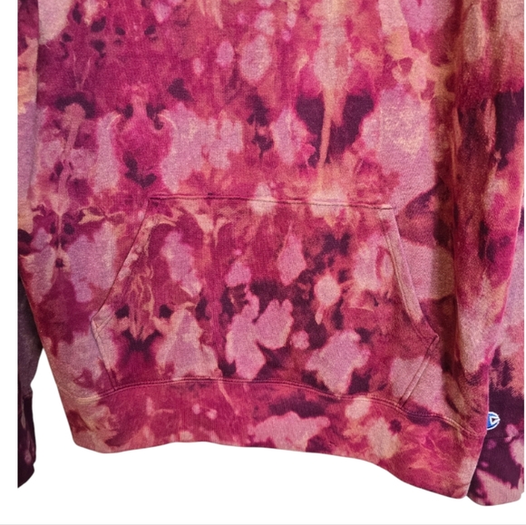 Champion Womens Sweatshirt Kangaroo Pockets Burgundy Multicolor Tie Dye Large - Picture 5 of 16